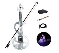 Electric Color Light Violin, 4/4 Acrylic Transparent Color Silent Violin for Play-Level Stage Performance with Carrying Case, Violin Bow Led Light Bluetooth High-Grade Crystal