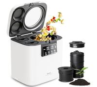 Electric Composter for Kitchen, Smart Compost Bin with Viewing Window Indoor Outdoor/Odorless/Low Noise/Auto-Cleaning, Compost Machine, Turn Food Waste into Fertilizer for Garden, Gift