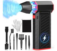 Electric Compressed Air Duster, 10 in 1 15000RPM Professional Compressed Air Cleaner for pc, Cordless Reusable Air Blower Duster with LED Light for Computer, Keyboard, Outdoors and Car Cleaning