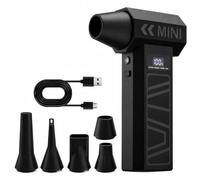 Electric Compressed Air Duster,120000RPM,4 Gear Speed Adjustable | Rechargeable Air Blower,with 5 Nozzles,Bulit in LED Light,for PC, Electronics, Keyboard, Desk and Household Cleaning