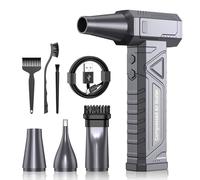 Electric Compressed Air Duster for PC - Electric Air Duster 200,000 RPM, 4-Speed Adjustable Air Blower Gun 6000mAh for Keyboard Home Outdoor Car, Alternative to Compressed Air Can, W18, Silvery