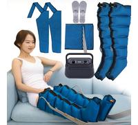 Electric Compression Boots for Lymphatic Drainage, Air Compression Leg Massager, Compression Boots for Legs, Lipedema Legs Treatment, Restless Leg Syndrome Relief (Blue, 2legs+2arms+Waist)