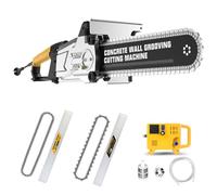 Electric Concrete Chain Saw, 5000W, Cutting Depth 13.77IN/18.81IN, Wet Water Supply for Dust Removal, Single & Double Chain, Wall Groove Machine for Concrete & Steel