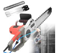 Electric Concrete Chain Saw, Handheld Diamond Wall Cutter with Water Fed Dust Suppression, Includes 2 Chains & 2 Guide Bars for Granite & Reinforced Concrete