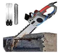 Electric Concrete Chain Saw with Wet Water Supply for Dust Removal, Handheld Brushless Design, Includes 2 Chains and 2 Guide Bars, Ideal for Cutting Concrete, Steel Bars, and Marble