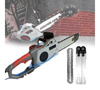 Electric Concrete Chainsaw - Handheld Wall Cutter with Water Pump, 2 Chains & 2 Guide Bars for Concrete, Rebar, Granite Cutting - 13.78" / 18.9" Depth