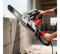 Electric Concrete Chainsaw, Handheld Wall Cutter with Water Pump, 2 Chains & 2 Guide Bars for Granite and Reinforced Concrete, 350mm Cutting Depth
