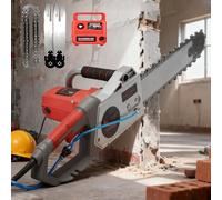 Electric Concrete Chainsaw Handheld with Wet Water Supply for Dust Removal, Includes 2 Chains and 2 Guide Bars, Ideal for Cutting Steel Bars and Marble
