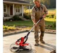 Electric Concrete Floor Grinder, Walk-Behind Trowel with 130cm Pole, 1680W & 4 Discs, for Smooth Finish and Screed