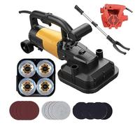 Electric Concrete Grinder, 3800W Floor Grinding Machine with 4 Heads, 3 Grinding Discs, 6 Speed Settings, Concrete Surface Planer for Stone