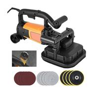 Electric Concrete Grinder, 4-Head Polisher Machine with Wheels, 6 Speed Adjustable, Secure Lock, Types of Grinding Discs, 3800W Handheld for Grinding Concrete