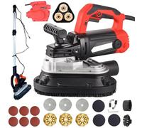 Electric Concrete Grinder, 6-Speed Handheld Surface Grinder Triangular Head, Multifunctional Wall & Floor Polishing Machine for Corners, Edges & Detail Sanding Vacuum+Pole