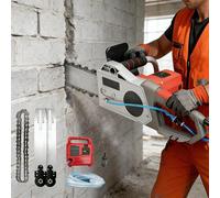 Electric Concrete Saw 5800W/6500W, 6000rpm, 2 Diamond Chains, 2 Guide Plates, 13.8in Cutting Depth, Ideal for Granite and Reinforced Concrete