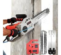 Electric Concrete Saw - Handheld Concrete Cutter with Water Pump for Dust Removal, Includes 2 Chains and 2 Guide Bars, Ideal for Cutting Concrete, Steel Bars, and Marble