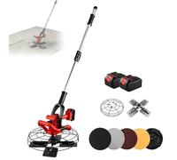 Electric Concrete Trowel Machine, Cordless Wall Polisher, 6 Speed Adjustment, Ideal for Wall Smoothing Polishing Cement Finishing Construction and Road Surface Treatment Projects(2 Batteries)