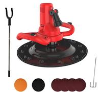 Electric Concrete Trowel Machine Wall, Concrete Trowel with Extension Rod Concretes Mixer Wall Smoothing Polishing Machine with Self-Adhesive Chassis and LED for Industry Construction Sites(Red)