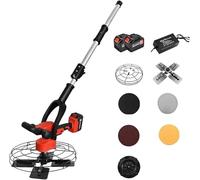 Electric Concrete Trowel Mixer, 6-Speed Adjustable, Includes 5 Grinding Discs & 130cm Detachable Extension Rod, Powerful Cement and Mortar Tool