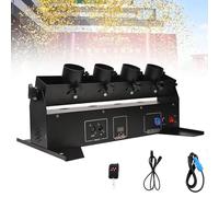 Electric Confetti Launcher,4-Shot Confetti Machine with Wireless DMX and Remote Control, Confetti Cannon for Wedding, Disco, Show, Club, Stage, Party