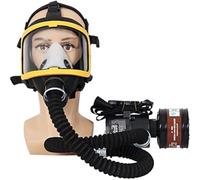 Electric Constant Flow Supplied Air Fed Full Face Gas Mask Spray Painting Tool Respirator System Device Breathing Tube Adjustable Supplied Air Fed System Chemical Gas Dustproof Respirator Mask