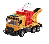 Electric Construction Engineering Truck Car, Push-and-Go Vehicle for Boys | Realistic Sand Truck with Lights & Sound, Automatic Conveyor Belt Operation, Truck Cars for Kids Christmas Birthday Gifts(#C)
