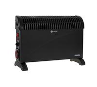 Electric Convector Heater Black Thermostat 3 Power Levels Timer Warm Air 2000W
