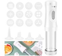 Electric Cookie Press Gun Kit for Baking Cookies Press Maker Set with 12 Cookie Discs and 4 Icing Nozzles Detachable Cookie Machine Biscuits for Biscuits Cake Dessert DIY Maker Baking Supplies