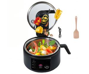 Electric Cooking Wok, 2000W Automatic Cooking Machine with LED Display, 4L Non-Stick Pot for Stir Frying, Stewing, and Cooking