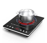 Electric Cooktop 110v,Single Burner Electric Stove Infrared Cooktop Hot Plate 1800W,4-Hour Setting,Black Crystal Glass Surface Compatible for All Cookware