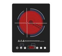 Electric Cooktop 110v,Single Burner Electric Stove Infrared Cooktop Hot Plate 1800W,4-Hour Setting,Black Crystal Glass Surface Compatible for All Cookware