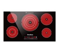 Electric Cooktop 36 Inch, OmniEase Built-in Electric Cooktops 5 Burner Stove Top, 36" Radiant electric Cook top Stovetop with Kid Safety Lock, Timer, 9 Heating Level, 9600W, 220-240V for Hard Wire