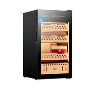 Electric Cooler Cabinet for Red Wine Storage, Temperature and Humidity Control, Spanish Cedar Wood Shelves, Safety Lock,
