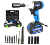 Electric Cordless Impact Wrench Drill Gun Driver Tool 1/2" Ratchet Drive Sockets, 4pcs Scokets, 6 Drill Bits, 1/2" Drive Dual Speed Automatic Power Tool with LED Work Light