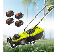 Electric Cordless Push Lawn Mower with 40L Grass Box, Grass Catcher for Lawn Care and Garden, 30/50/70 Mm Adjustable Cutting Height, Cutting Width 330mm, Fast Charger Included,Battery*4