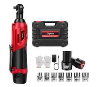 Electric Cordless Ratchet Wrench 3/8" 0-2300RPM 2-Pack 1.5Ah Li-Ion Batteries, Fast Charger & 7 Sockets, for Tight Spaces Car Motor Auto Repairing,DIY -Red