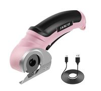 Electric Cordless Scissor,Rechargeable Sturdy Cardboard Cutter Tool with Safety Lock Power Rotary Cutter for Leather Carpet Plastic Cutting Ideal for Crafts, Dressmaking & Breaking Down Boxes (Pink)