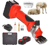 Electric Cordless Sheep Shearing Clippers, 550W Farm Sheep Wool Shearing Clipper with 2 Batteries, 9/13 Tooth Stainless Steel Blade, for Sheep Goat Pet 9-tooth