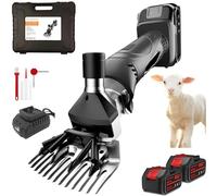 Electric Cordless Sheep Shears, 500W Sheep Shearing Clippers with 2 Batteries, 6 Gears Speed Adjustable, Stainless Steel Blade, Farm Wool for Thick Goat Animal black