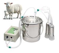 Electric Cow Milking Machine, Portable Direct Suction Milker Kit | 3/5/10/14L Rechargeable Pulsation Milker, Stainless Steel Bucket & Silicone Tube, Auto Stop, Sheeps Goat(Sheep,5L)