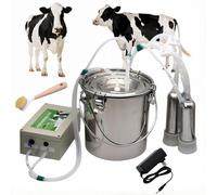 Electric Cow Milking Machine, Rechargeable 5200mAh Milker for Cattle, Portable Stainless Steel Pulsation Device, 3-14L Capacity Options, Auto Stop for Livestock
