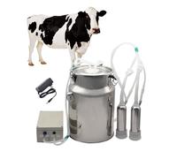 Electric Cows Milking Machine Kit Automatic Pulsating Vacuum Pump Portable Stainless Steel Adjustable Suction Power, Easy To Control,Automatically Stops When Milk Full(For Cow,10L)