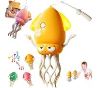Electric Crawling Dancing Octopus Toy, Magical Wiggly Wonder Octopus Toy with Led Music, Smart Interactive Auto-Wiggling and Auto-Avoid Robotics for Indoor Play & Sensory Development(Yellow)