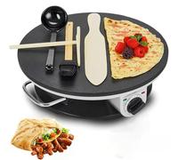 Electric Crepe and Pancake Maker,1200W Automatic Pancake Tortillas Maker,12inch Automatic Frying Pan with Temperature Adjustable, Non-Stick Coating Quesadilla Making for Tortilla Pizza