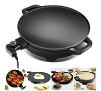 Electric Crepe Maker, Non-Stick Baking Pan & Skillet, 5-Speed Adjustment for Roti, Pancakes, Pizza, Eggs - 40cm Diameter