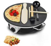 Electric Crepe Maker & Pancake Griddle - 1200W Non-Stick Hot Plate with Adjustable Temperature Control, Perfect for Pancakes, Omelettes, Chapati, Roti