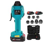 Electric Crimping Pliers, 18V Rechargeable Hydraulic Wire Crimper with 7 Molds, Storage Box & 2 Batteries, 0.5-50mm², Max 16kN Crimping Force