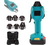 Electric Crimping Tool, 16KN Battery Powered Cable Lug Crimper Pliers with 6 Dies, Rechargeable Terminal Crimping Tool with Storage Box, Overload Protection