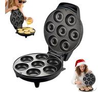 Electric Cupcake Maker, Non-Stick Coating Cake Machine, Double-sided Heating for 7 Cupcakes, No need to flip operation to bake Suitable for Birthdays Donut, Baking, Snacks Desserts (Black)