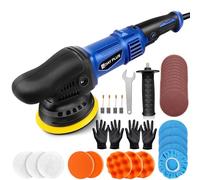 Electric DA Polisher Machine,920W Car Buffer for Detailing/Polishing/Waxing,6-Speed Variable,12mm Eccentricity - Includes Buffing Pads,Sandpapers,Handle,Gloves,Non-Woven Bonnets,Carbon Brush,Wrench