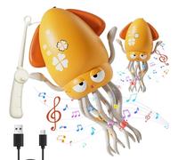 Electric Dancing Octopus Toy, Electric Auto-Avoid Octopus with Dynamic Sound and 7-Color Light, Creative Crazy 8-Leg Action Dancing Squid, Rechargeable Desk Toy for Stress Relief yellow
