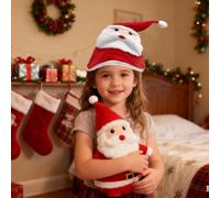 Electric Dancing Santa Hat Interactive Musical Soft Elastic Light Up | Christmas Swinging Singing Hat for New Year Holiday Carnival Winter Celebration Photo Booth Prop Festival